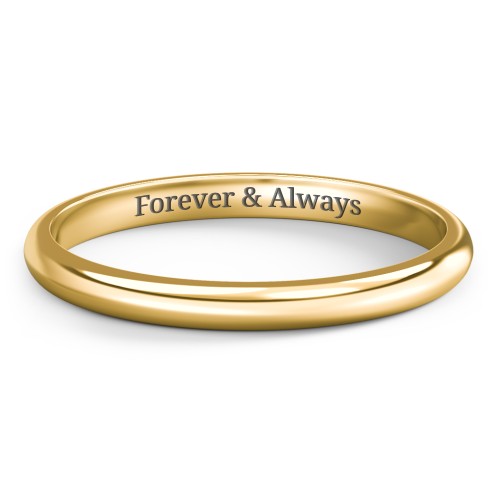 Classic Half Round Wedding Band - 2mm Width – 10K Yellow Gold