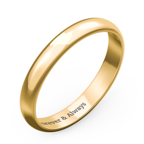 Classic Half Round Wedding Band - 3mm Width – 10K Yellow Gold