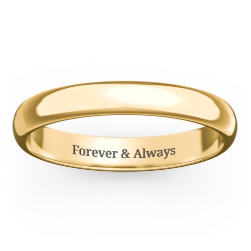 Classic Half Round Wedding Band - 3mm Width – 10K Yellow Gold