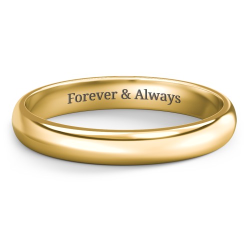 Classic Half Round Wedding Band - 3mm Width – 10K Yellow Gold