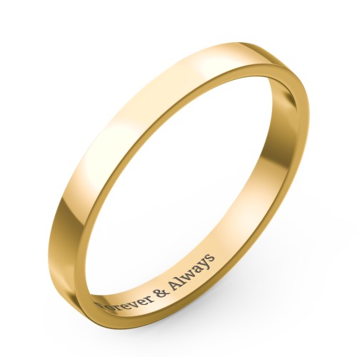 Classic Flat Wedding Band - 2.5mm Width – 10K Yellow Gold