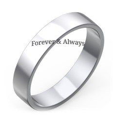 Classic Flat Wedding Band - 4mm Width – 10K White Gold