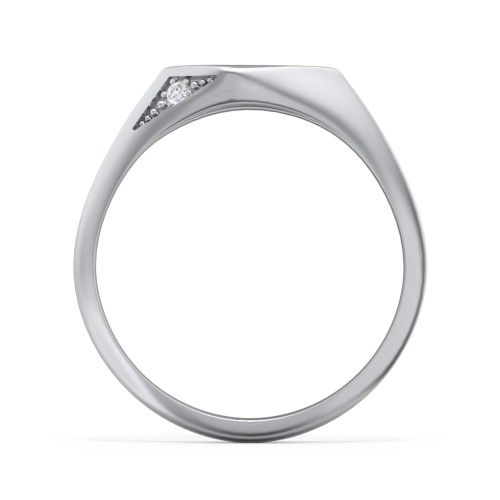 Women's Kite Signet Ring with Accents – 10K White Gold with White Premium Zirconia
