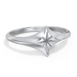 Women's North Star Signet Ring in 925 Sterling Silver