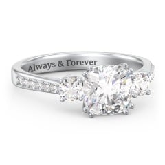 3 Stone Cushion Cut Duchess Ring with Accents
