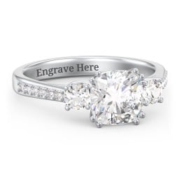 3 Stone Cushion Cut Duchess Ring with Accents