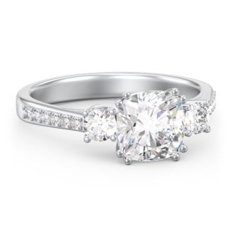 3 Stone Cushion Cut Duchess Ring with Accents