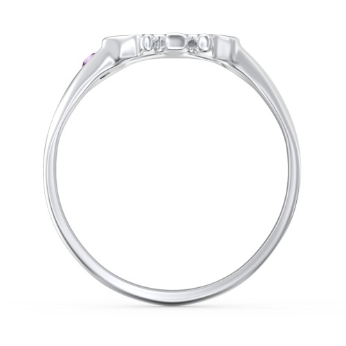 Women's Skull Signet Ring with Accent Stone – Sterling Silver with Amethyst