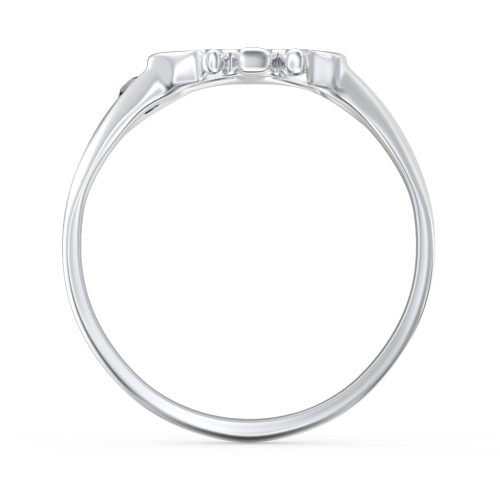 Women's Skull Signet Ring with Accent Stone – Sterling Silver with Smokey Quartz