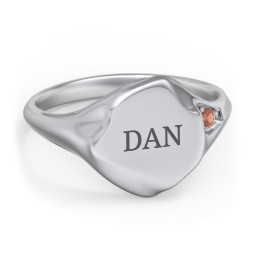 Women's Abstract Signet Ring with Accent Stone