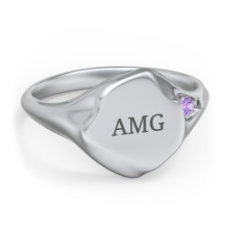 Women's Abstract Signet Ring with Accent Stone