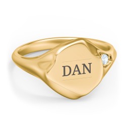 Women's Abstract Signet Ring with Accent Stone