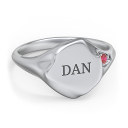 Women's Abstract Signet Ring with Accent Stone