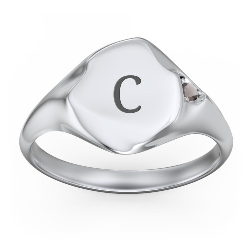 Women's Abstract Signet Ring with Accent Stone