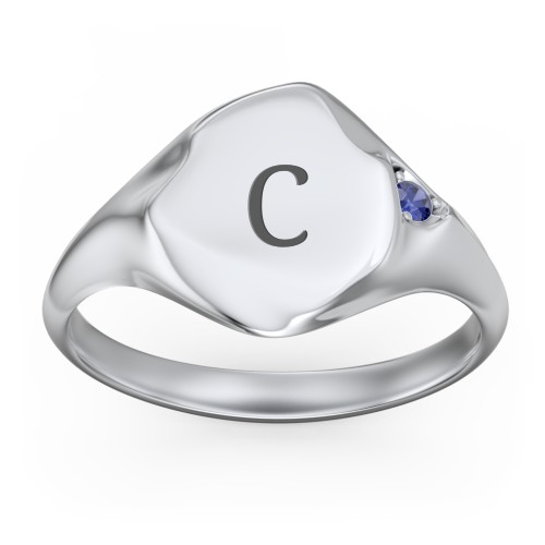 Women's Abstract Signet Ring with Accent Stone