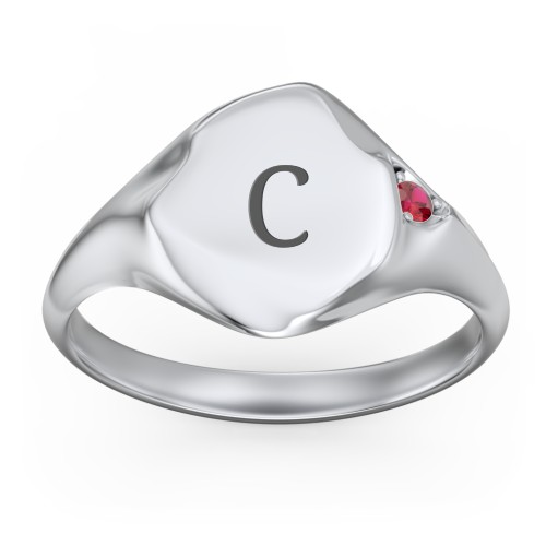 Women's Abstract Signet Ring with Accent Stone