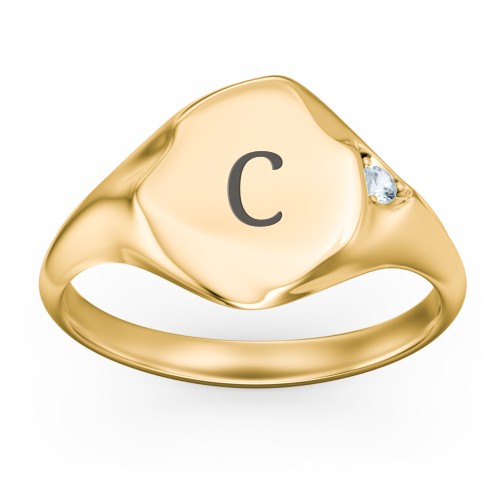 Women's Abstract Signet Ring with Accent Stone