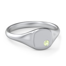 Women's Small Square Signet Ring with Accent Stone