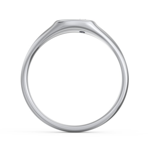 Women's Small Square Signet Ring with Accent Stone – Sterling Silver with Cubic Zirconia