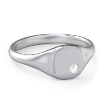 Gering een paar Subtropisch Sterling Silver Women's Small Square Signet Ring with Accent Stone and  Cubic Zirconia Stone | Jewlr