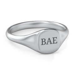 Women's Engravable Initial Square Signet Ring – Sterling Silver