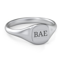 Women's Engravable Initial Square Signet Ring in 925 Sterling Silver