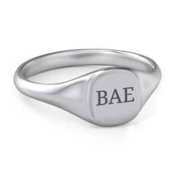 Women's Engravable Initial Square Signet Ring in 925 Sterling Silver