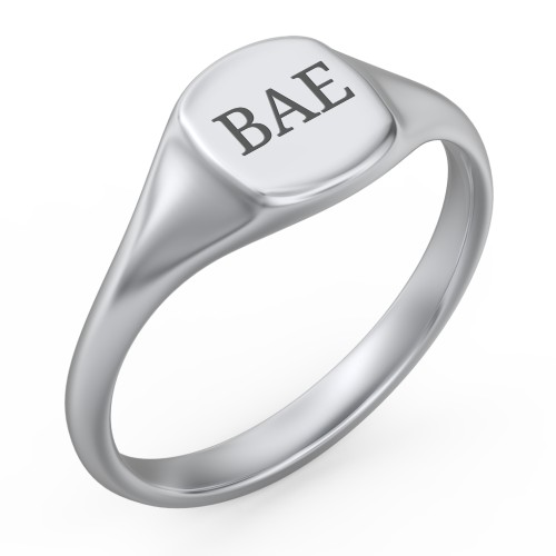 Women's Engravable Initial Square Signet Ring – Sterling Silver