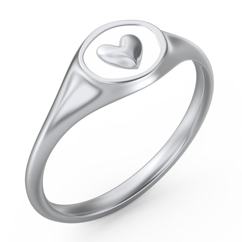 Women's Heart Signet Ring with Cold Enamel – Sterling Silver