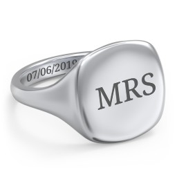 Women's Large Cushion Signet Ring in 925 Sterling Silver