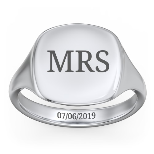 Women's Large Cushion Signet Ring – Sterling Silver