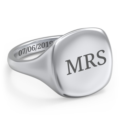 Women's Large Cushion Signet Ring – Sterling Silver