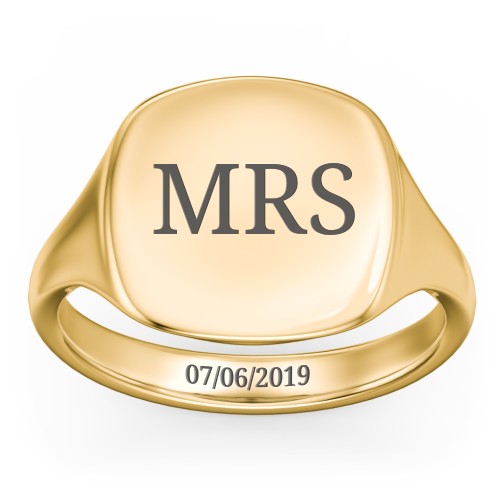 Women's Large Cushion Signet Ring – 10K Yellow Gold