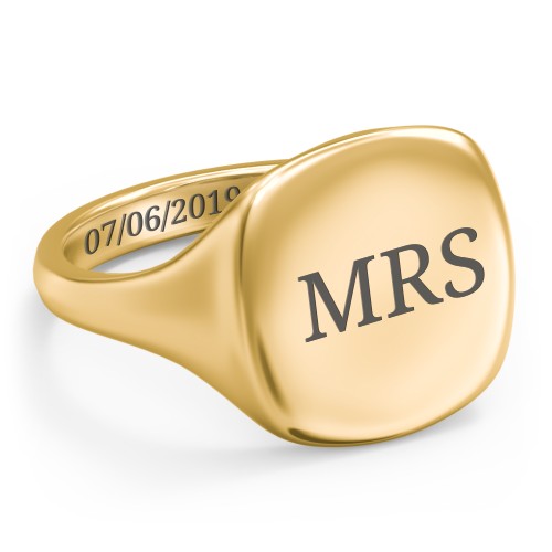 Women's Large Cushion Signet Ring – 10K Yellow Gold