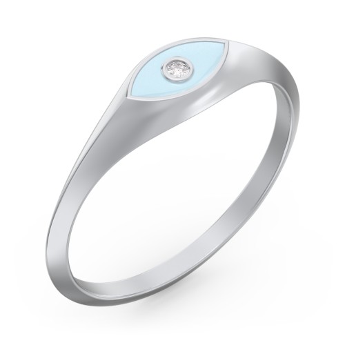 Women's Evil Eye Signet Ring with Accent Stone