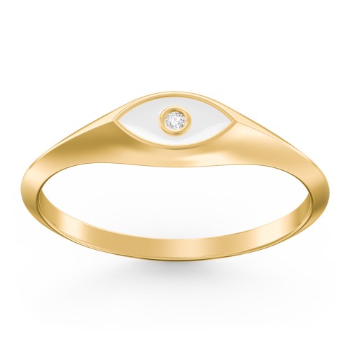 Women's Evil Eye Signet Ring with Accent Stone