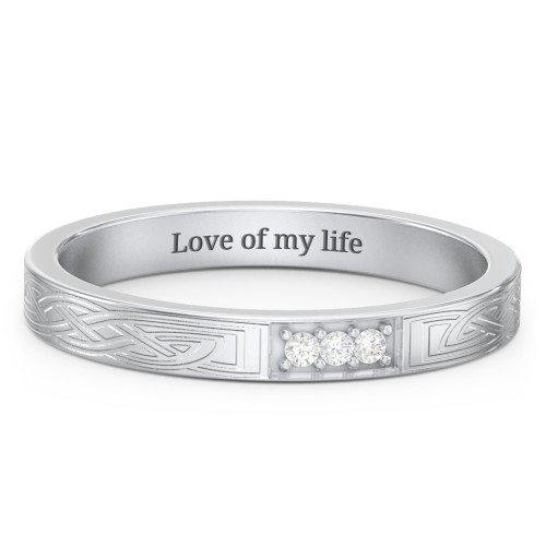 Celtic Trinity Knot Wedding Band with Accents
