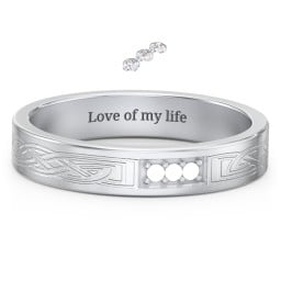 Celtic Trinity Knot Wedding Band with Accents