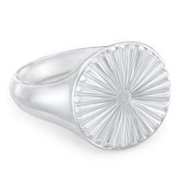 Women’s Sunburst Signet Ring with Birthstone