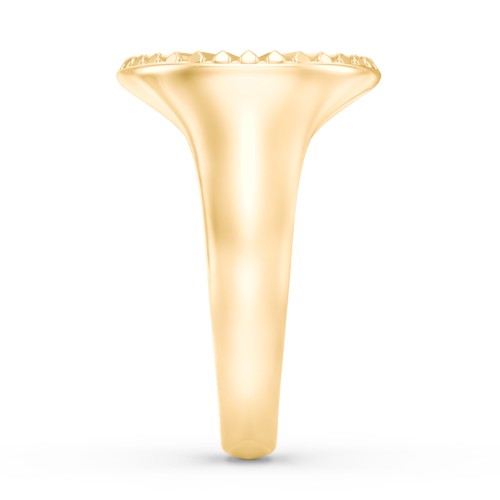 Women’s Sunburst Signet Ring with Birthstone – 10K Yellow Gold with Mint Premium Zirconia
