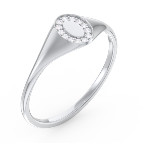 Women’s Oval Signet Ring with Accent Stones