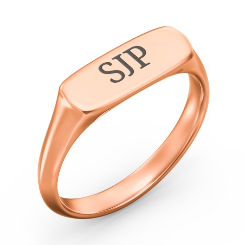 Women's Bar Signet Ring – 10K Rose Gold