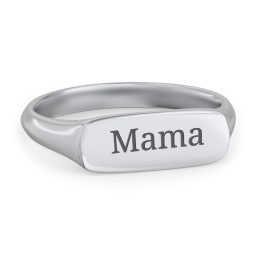 Women's Bar Signet Ring in 925 Sterling Silver