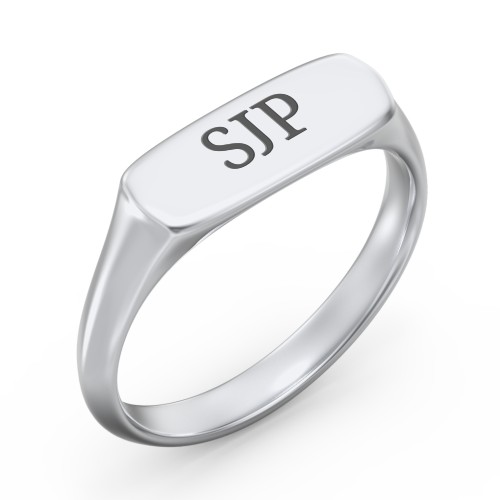 Women's Bar Signet Ring – Sterling Silver