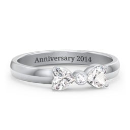 Birthstone Bow Ring with Bezeled Accent