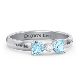 Birthstone Bow Ring with Bezeled Accent