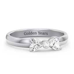 Birthstone Bow Ring with Bezeled Accent