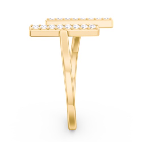 Double Bar Ring with Accents – 10K Yellow Gold with White Premium Zirconia