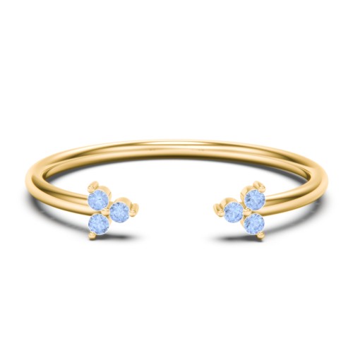 Open Cuff Ring with Accents – 18K Gold Plated Silver with Fancy Blue Premium Zirconia