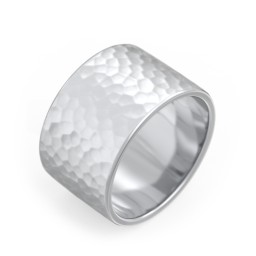 Women’s Cigar Band with Hammer Texture in 925 Sterling Silver